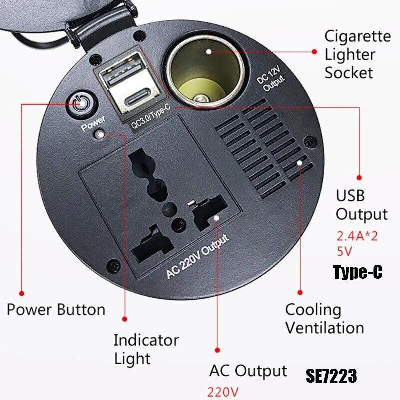 150W Vehicle Power Converters Type C USB Output Car Inverter For Outdoor Activity - Image 8